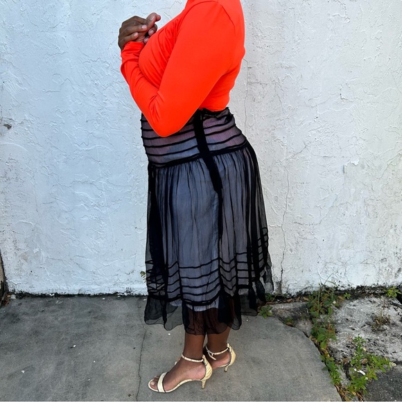 Sophia Michelle Black Sheer Double Layer White Lining A Line Full Skirt! - Picture 2 of 7